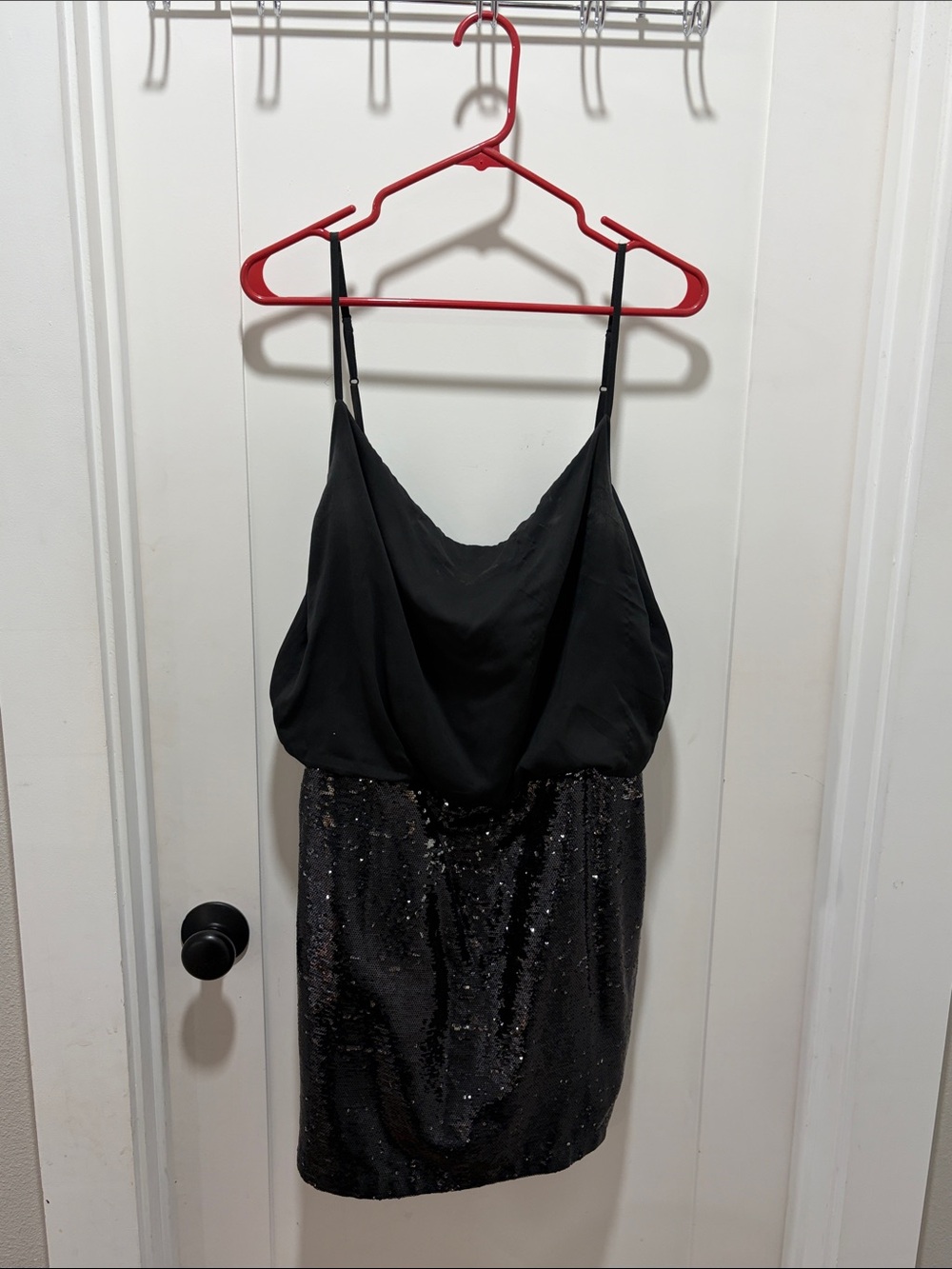 Black Sequin Slip Mini Dress with Cami Top